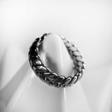 Silver Woven Braid Adjustable Steel Ring