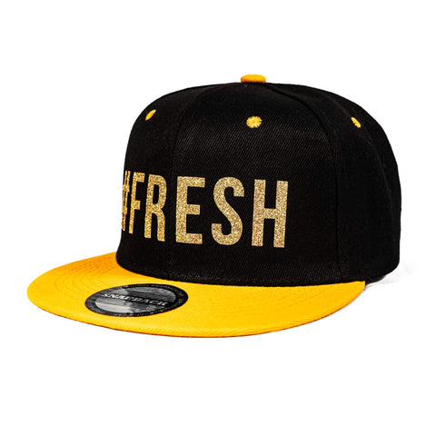 The Original #FRESH Gold Snapback Hat by Designer, Fitness Model, and Bodybuilding Coach Maxwell Alexander – Gifts for Him – 2021 Holiday Season Gift Ideas